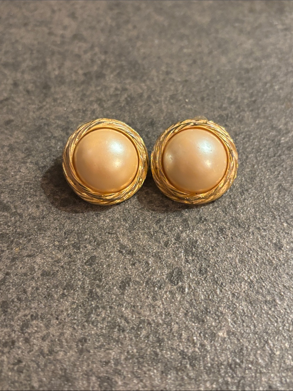 Vintage Sarah Coventry Gold-Tone Button Earrings with Cream Pearls